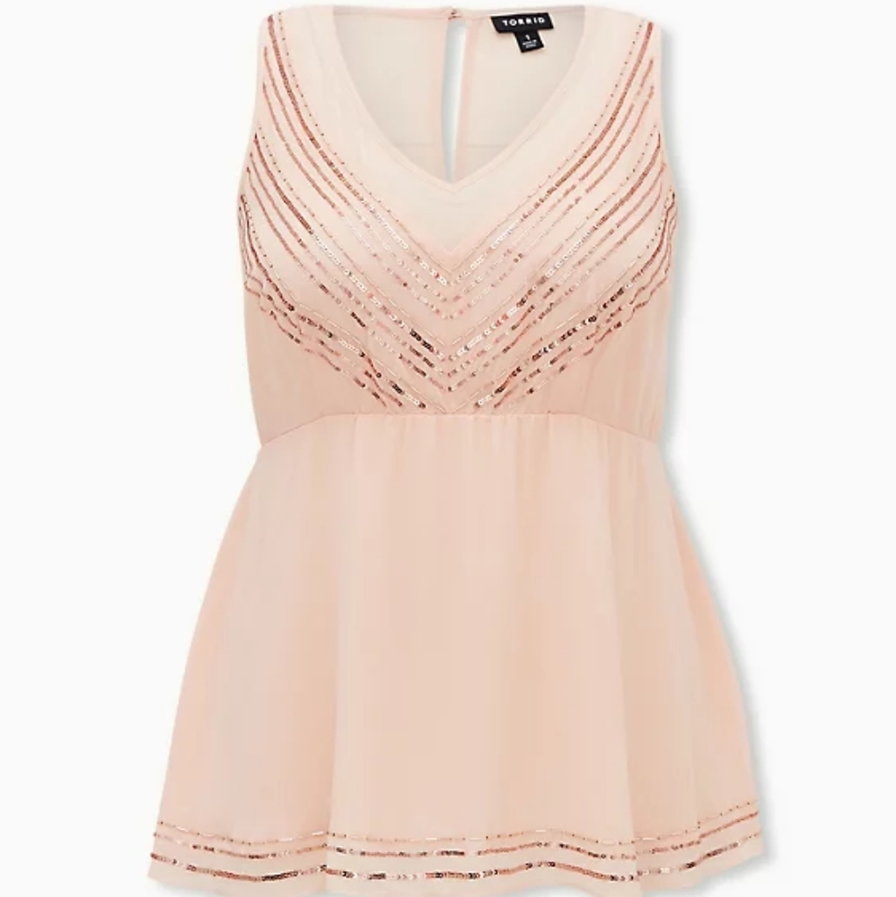 Torrid Chiffon Embellished Peplum Top